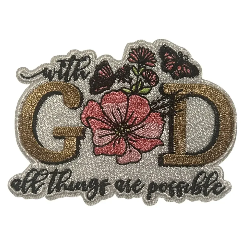 With God All Things Iron On Patch